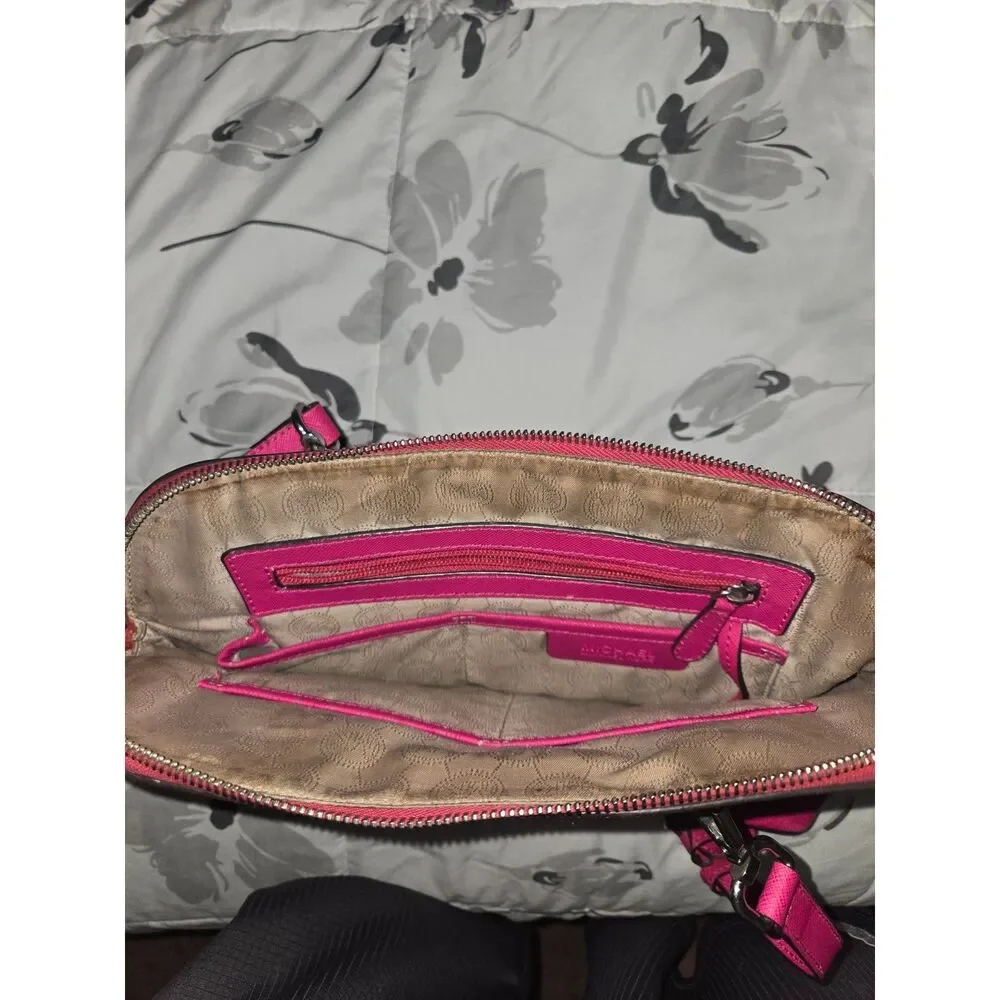 Michael Kors Pink Saffiano Leather Satchel Shoulder Bag Crossbody Purse